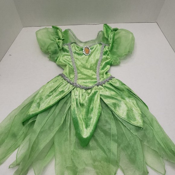 Disney Store Girls Green Silver Brooch Rare Tinkerbell Costume Dress Up XS 4